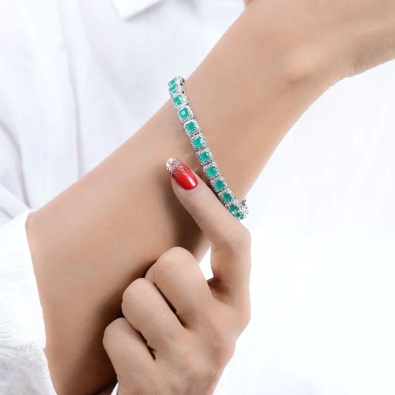 Shop Signature Jewelry Styles At Exclusive Prices Nipura Silver Basil Green Tennis Bracelet
